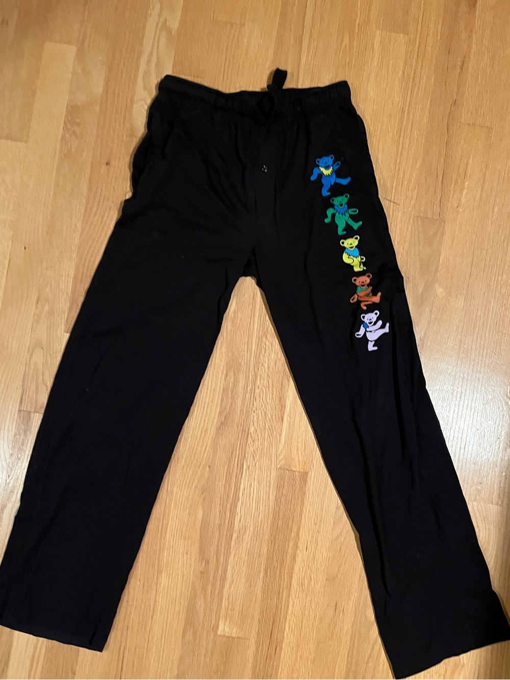 Grateful Dead Black Sweatpants with Rainbow Dancing Bears